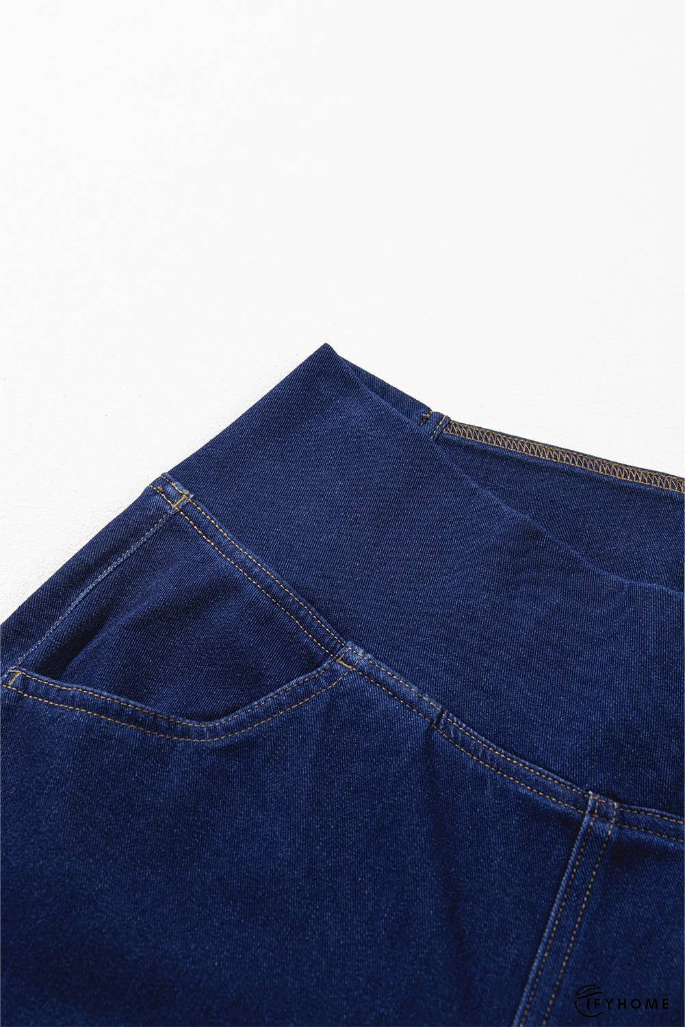 Solid Crossed Waist High Elastic Fit Flare Jeans | IFYHOME