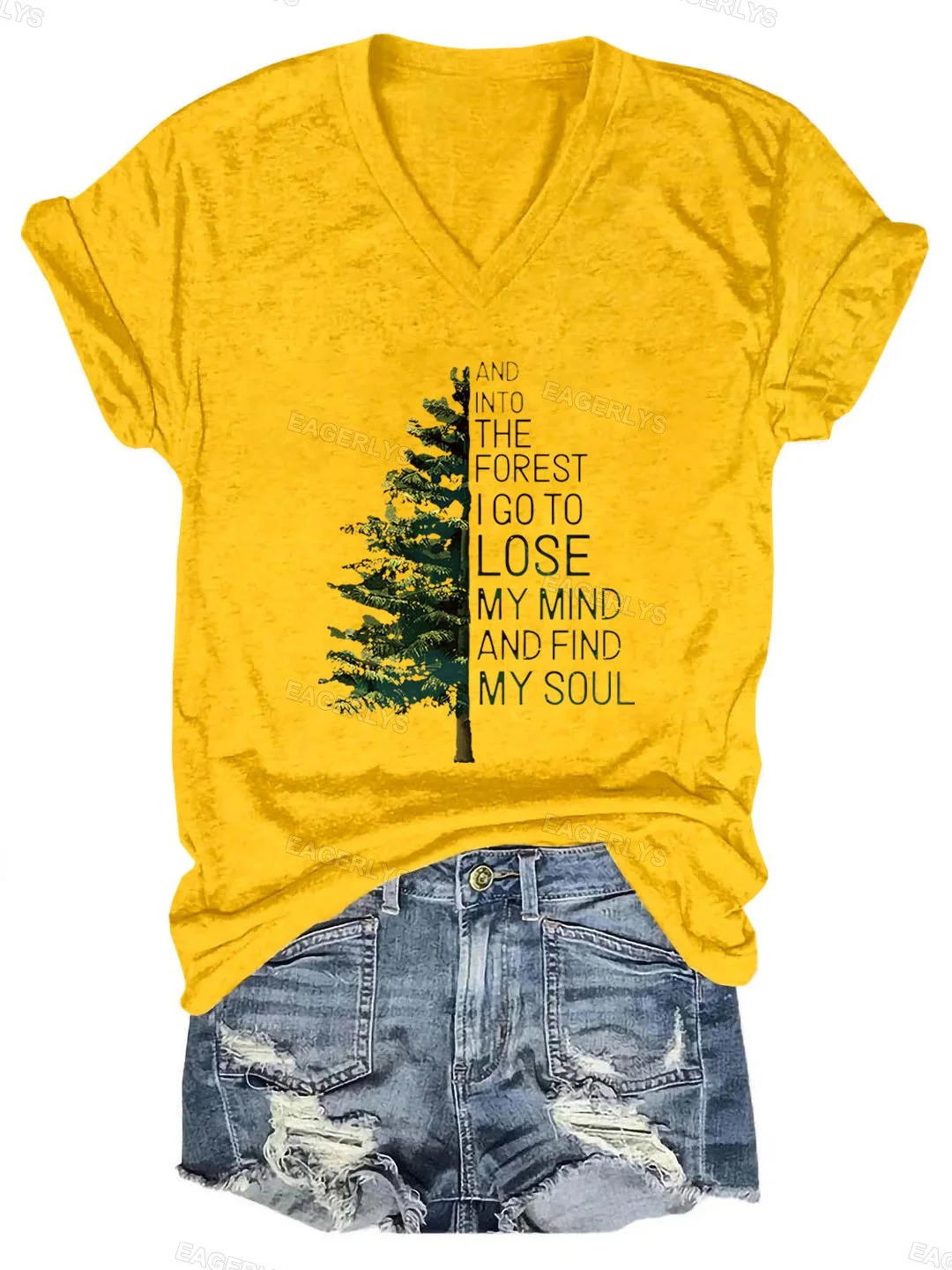 Eagerlys  And Into The Forest Hiking V neck T-shirt Eagerlys
