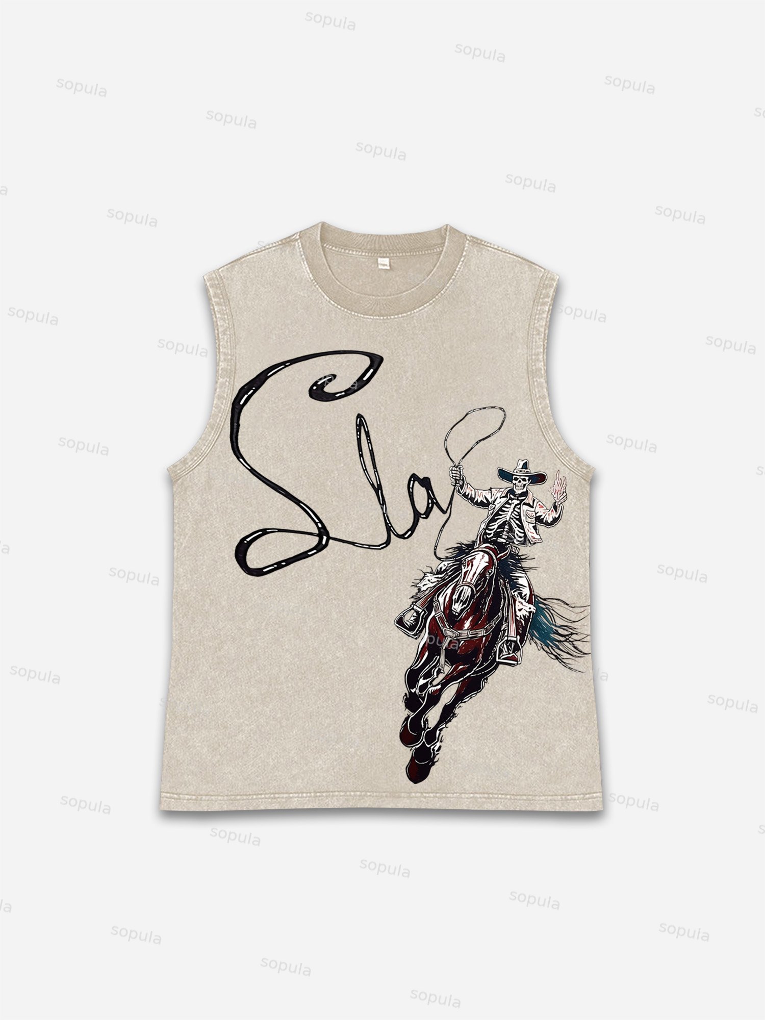 Skeleton Cowboy Wash Tank Top