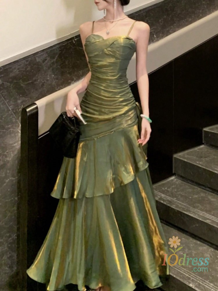 IO Dress Women Sexy Spaghetti Strap Party Dresses Elegant Ruffles Evening Birthday Dress Wedding Prom Vestidos Long Robe Female Clothing