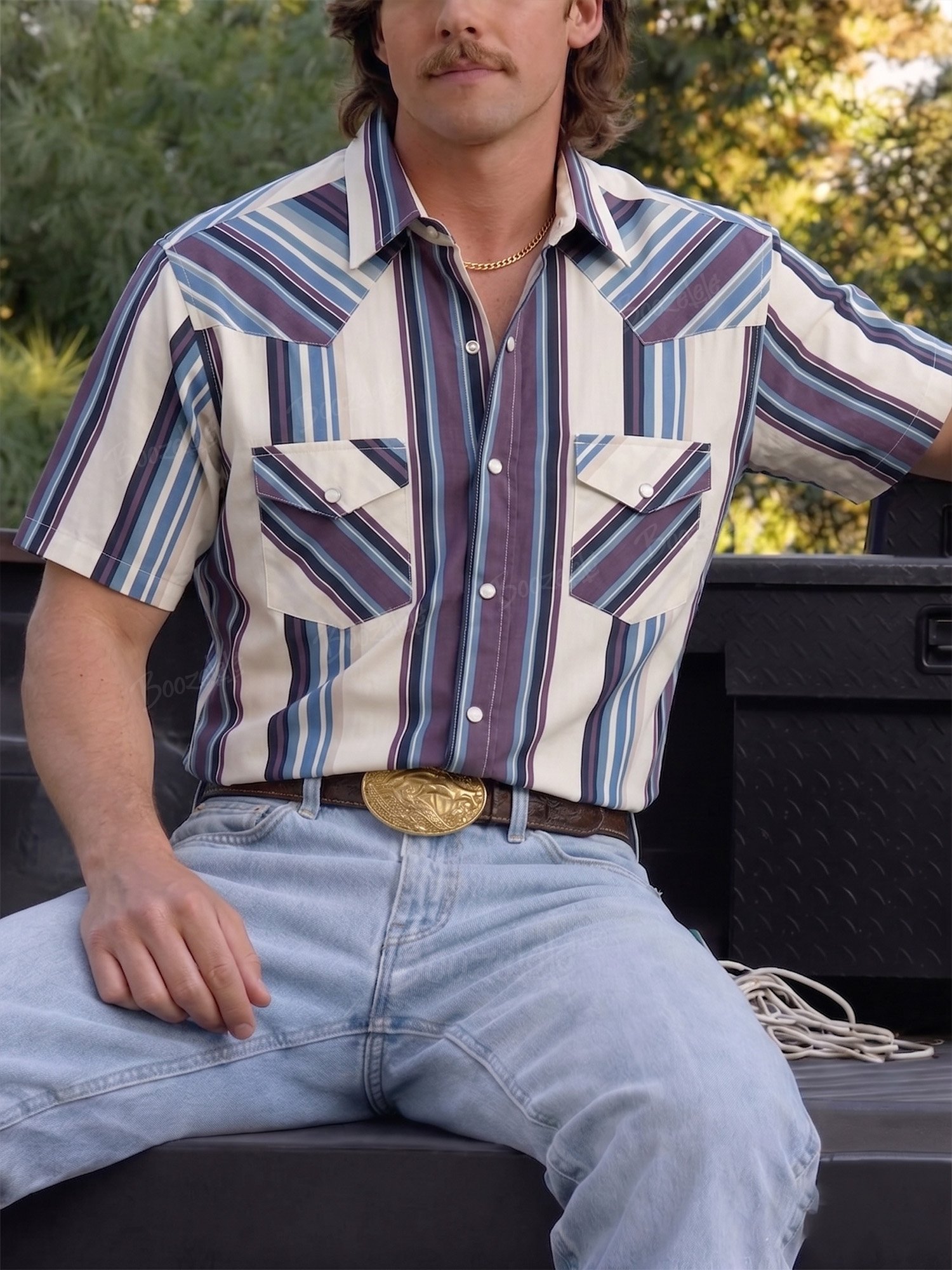 Men'S Western Casual Striped Shirt - 100% Cotton Shirt