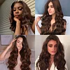 Brown Long Hair Brazilian Body Wavy Wigs