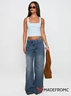 Paltrow Mid Rise Wide Leg Cargo Jeans Mid Blue Wash