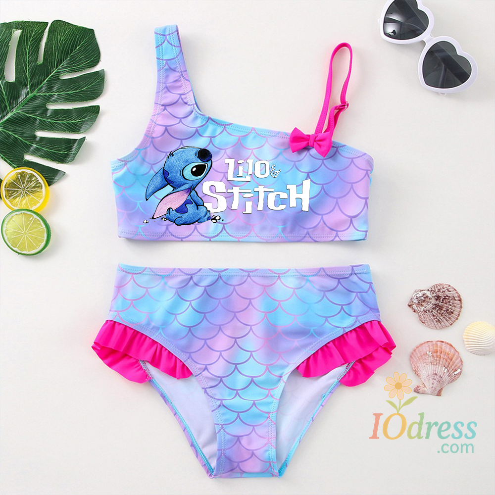 IO Dress Lilo Stitch Girls Tankini Swimsuits Summer Beach wear Children Kids Wear Bathing Suits Two-pieces Bikini Dresses Fashion