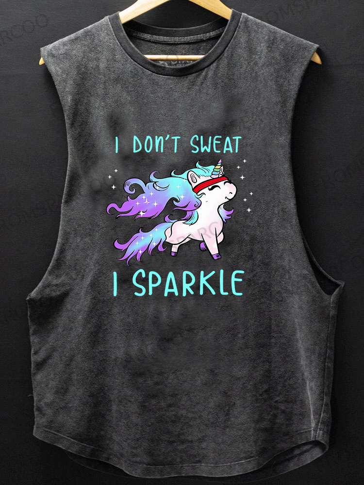I Don't Sweat I Sparkle Scoop Bottom Cotton Tank