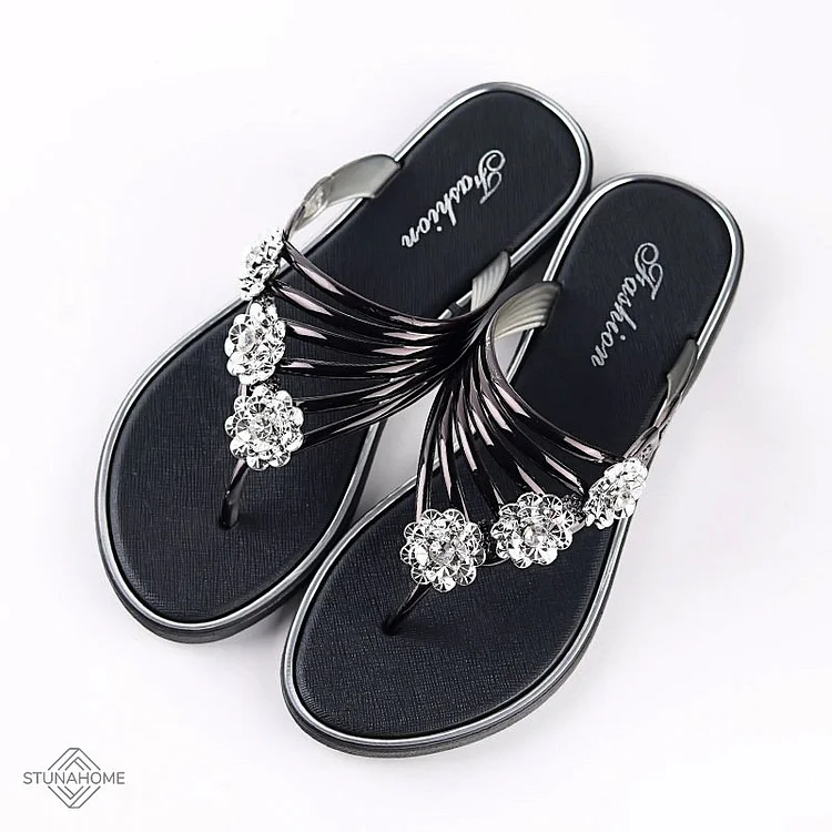 Floral Pattern Cutout Toe Post Flip Flops  Stunahome.com