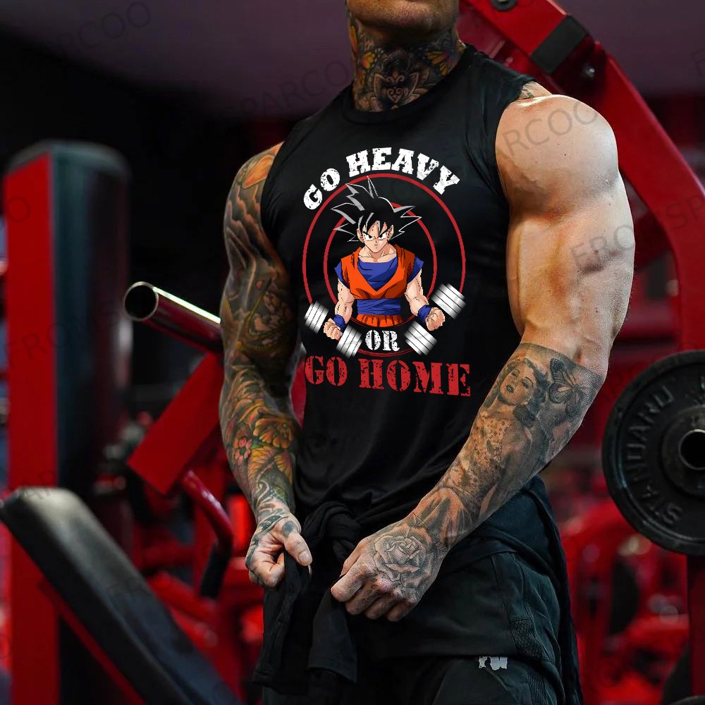 GO HARD OR GO HOME Men's Anime Print Ultimate Gym Tank Top