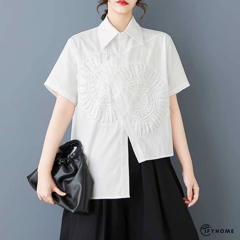 Asymmetric Short Sleeve Shirt With Loose Fit | IFYHOME
