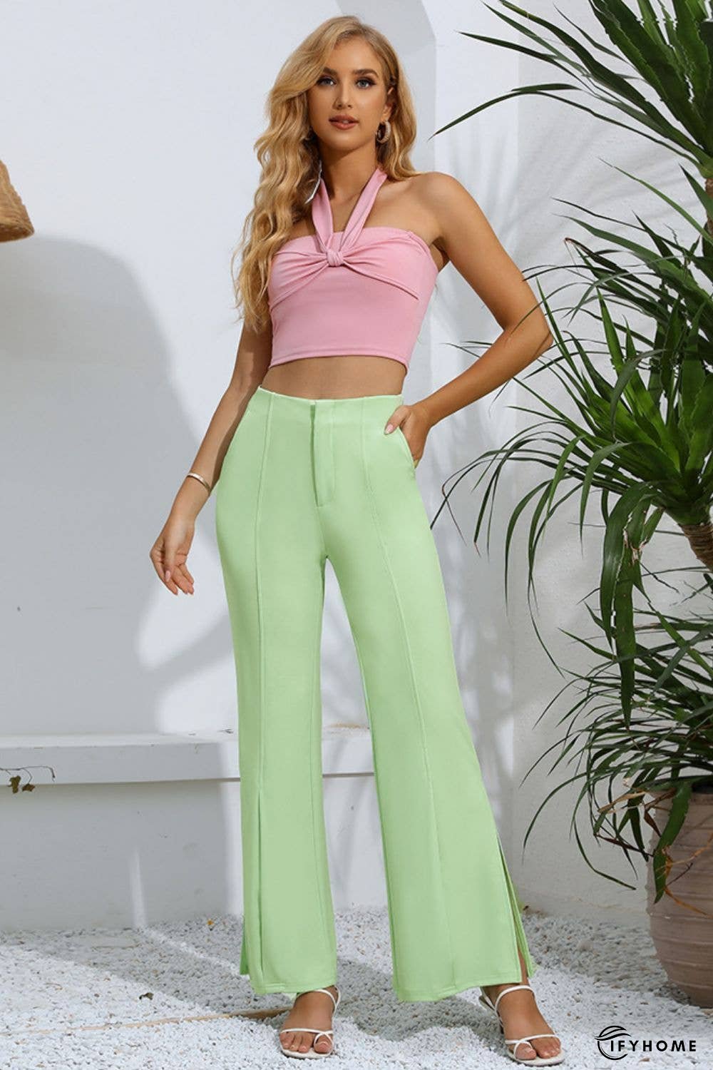 Slit High-Rise Flare Pants | IFYHOME