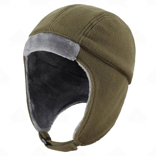 Home Prefer Men's Fleece Thermal Skull Cap Warm Winter Hat with Ear Flaps Trapper Hat Outdoor Cold Weather Hat