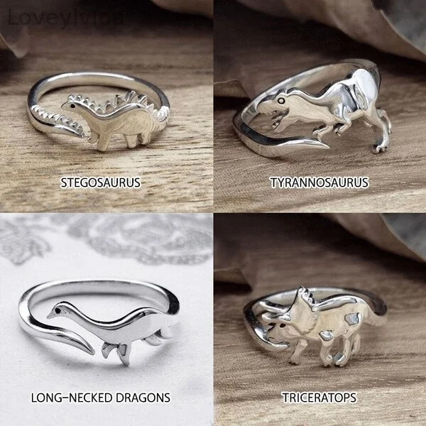 💘Buy One Get One Free🎁Sterling Silver Cute Dinosaur Adjustable Ring