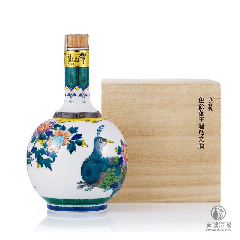 HIBIKI響21年九谷燒色絵華王瑞鳥文瓶 友誠酒藏