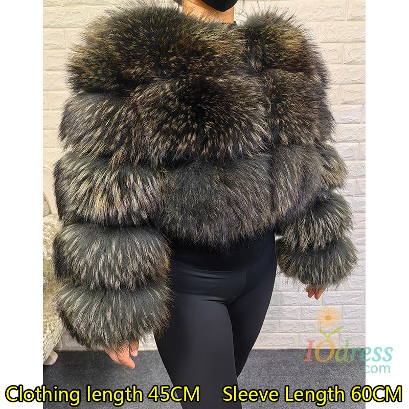 IO Dress 2025 Maomaokong Real Fur Coat Women Natural Raccoon Fur Jacket Female Winter Warm Fox Fur Coat High Quality Long Sleeve With Hat