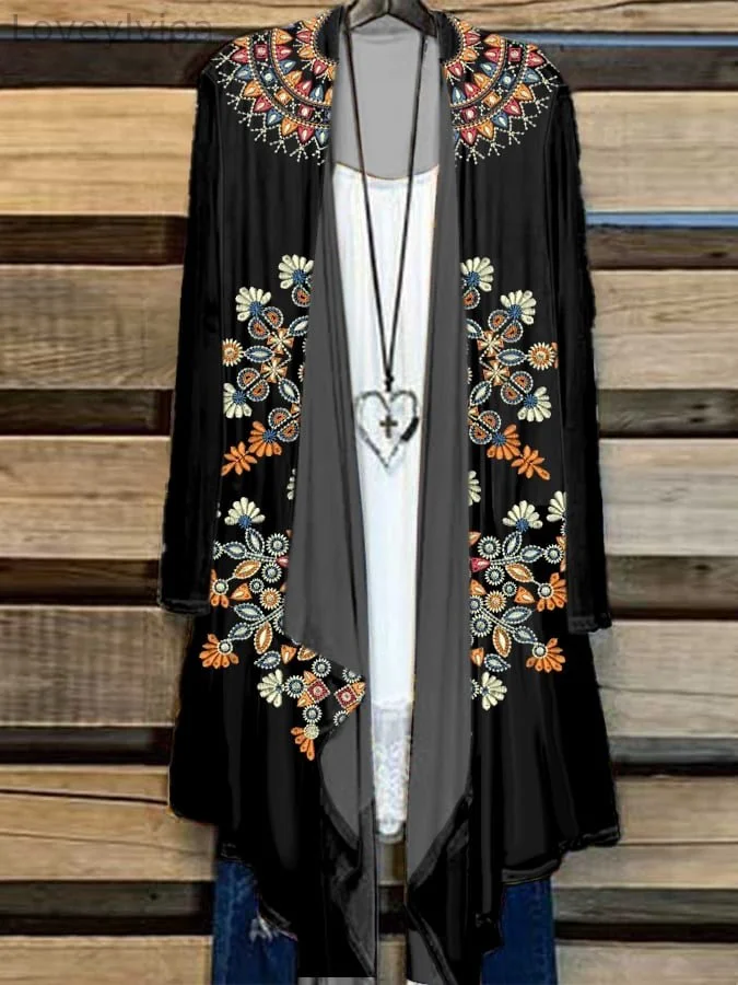 Women'S Vintage Ethnic Print Cardigan