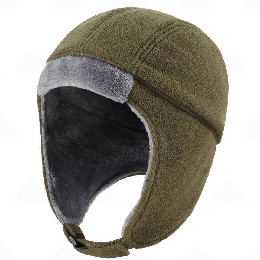 Home Prefer Men's Fleece Thermal Skull Cap Warm Winter Hat with Ear Flaps Trapper Hat Outdoor Cold Weather Hat