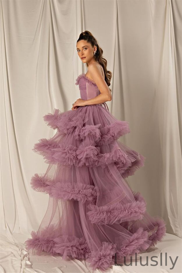 Luluslly Spaghetti-Straps Wisteria Prom Dress Tulle Layered Lace-up Back