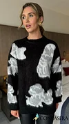 Aniyah Black Oversized Plush Pattern Jumper