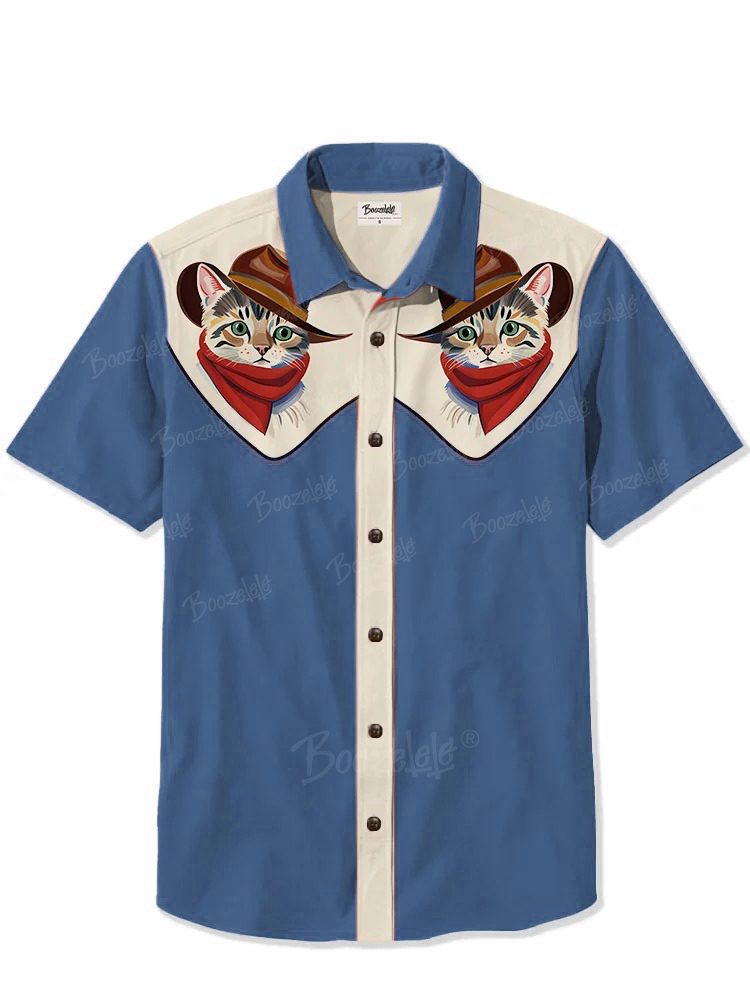 【Clearance】Western Cowcat - 100% Cotton Shirt