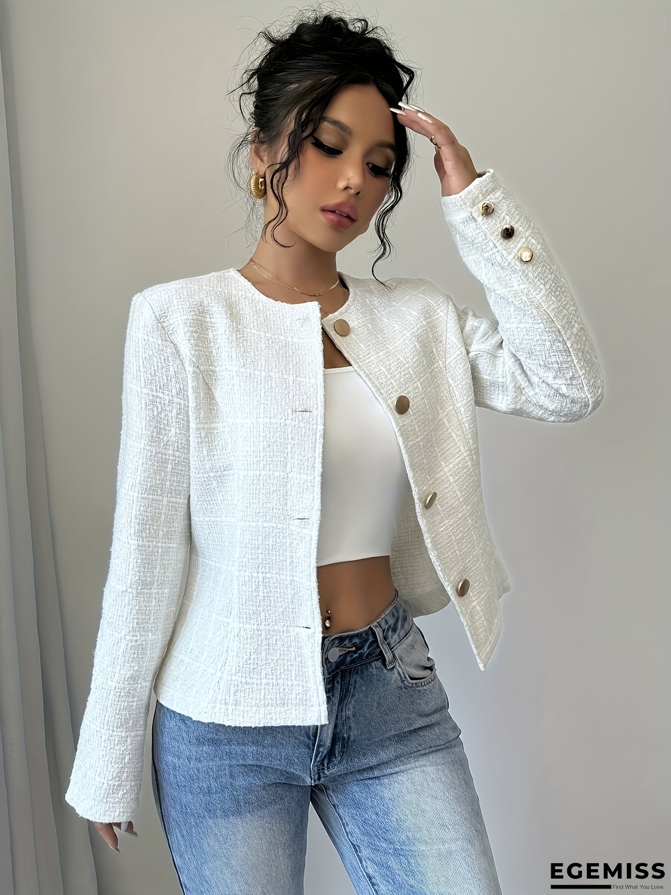 Women's Elegant Blazer Jacket - Chic Office & Party Coat, Structured Non-Stretch Jacket for Formal Events, Business Meetings, Everyday Outfits - Machine Washable Women's Outerwear YY0704144, Spring Fashion, Sophisticated Design, Highquality Fabric | EGEMISS
