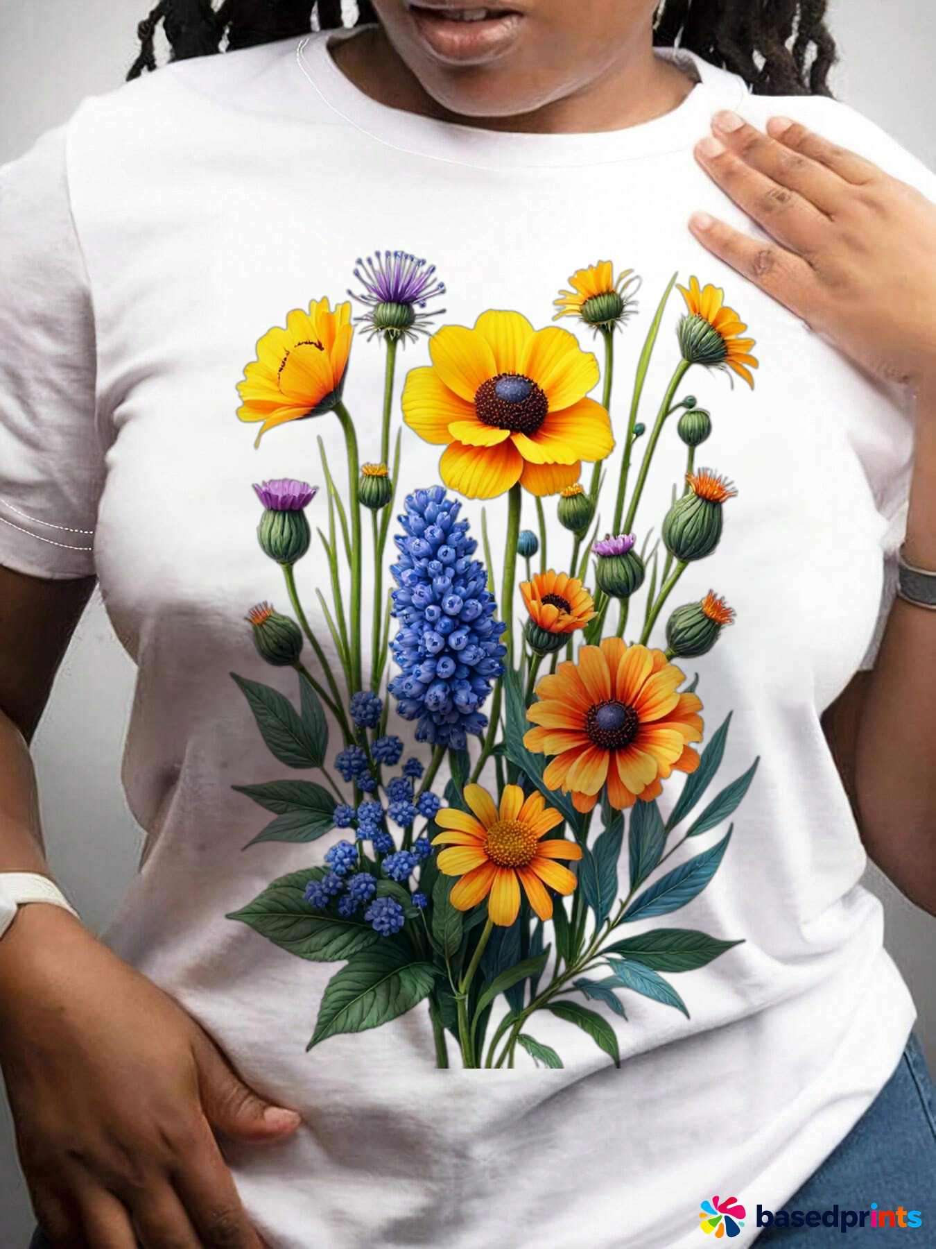 Wildflower Bouquet T-Shirt Cotton Casual Wear