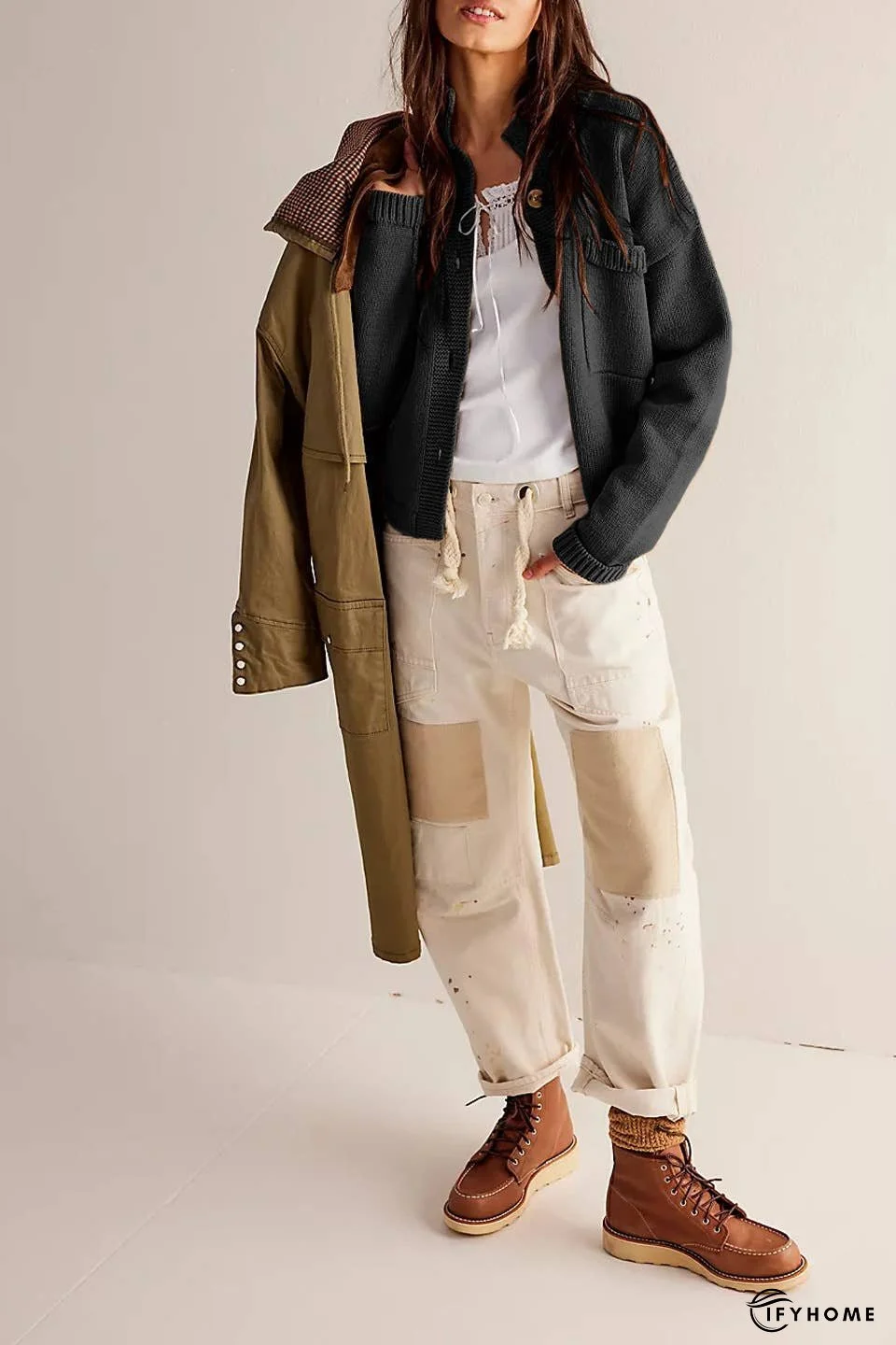 Feel Good Relaxed fit slouchy button down knit cardigan | IFYHOME