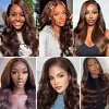 Brown Long Hair Brazilian Body Wavy Wigs