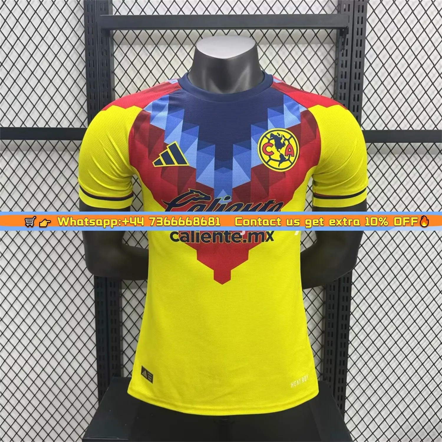 Club Am&eacute;rica 25-26 Blue and Red V-Shaped Camouflage Yellow Jersey - Player Version