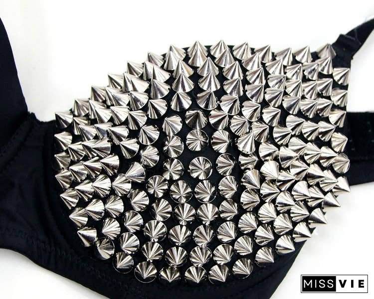 Sexy Dark Punk Rivet Wings Bra
