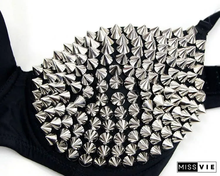 Sexy Dark Punk Rivet Wings Bra