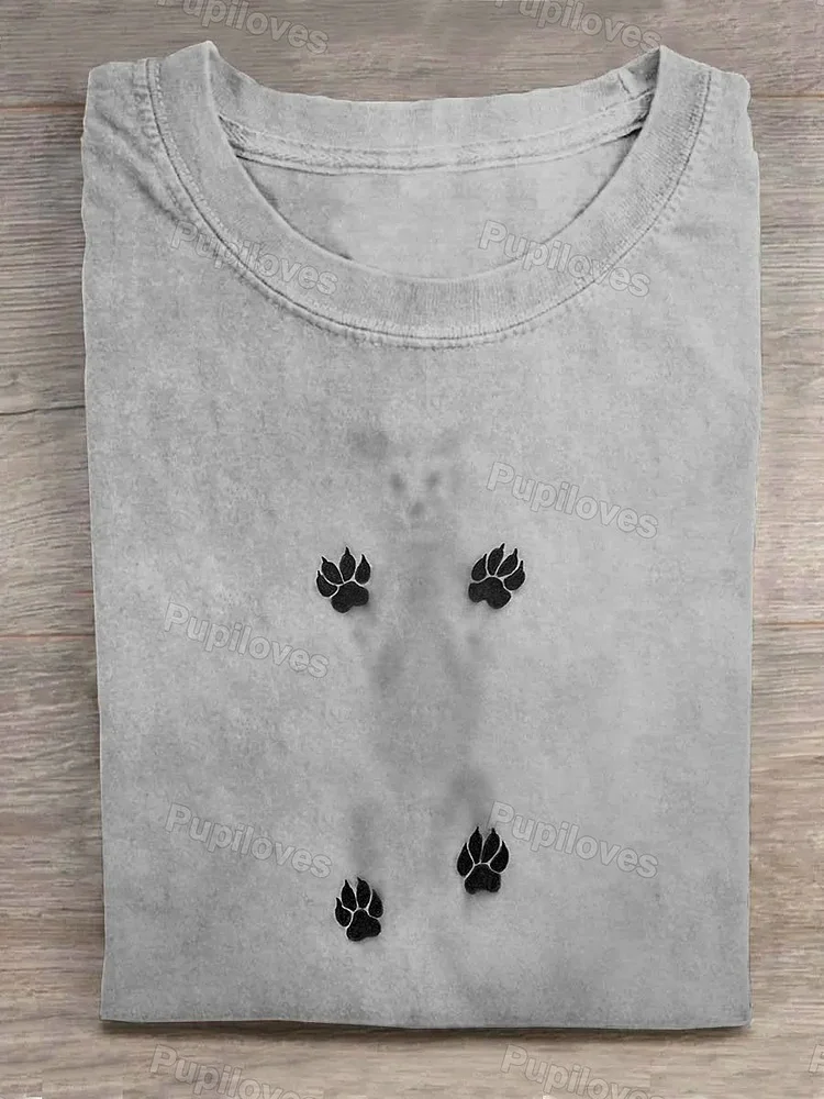 Pupiloves Pupiloves  Reflection of Four Dog Paws T-shirt