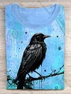 Unisex Halloween Raven Print Casual T-Shirt