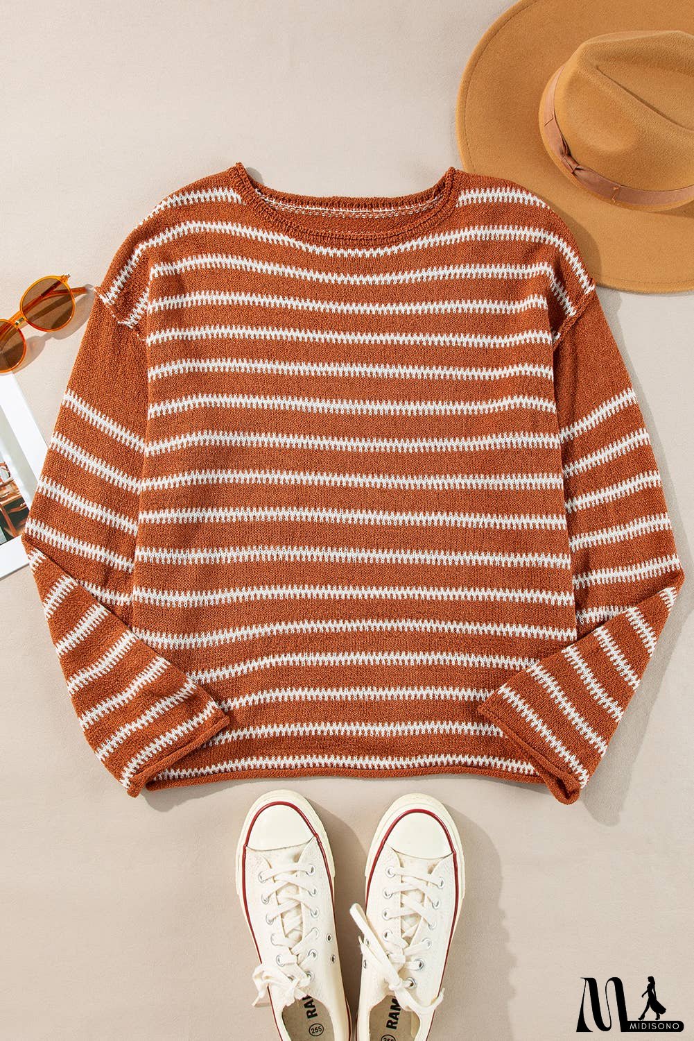 Stripe Drop Shoulder Casual Sweater