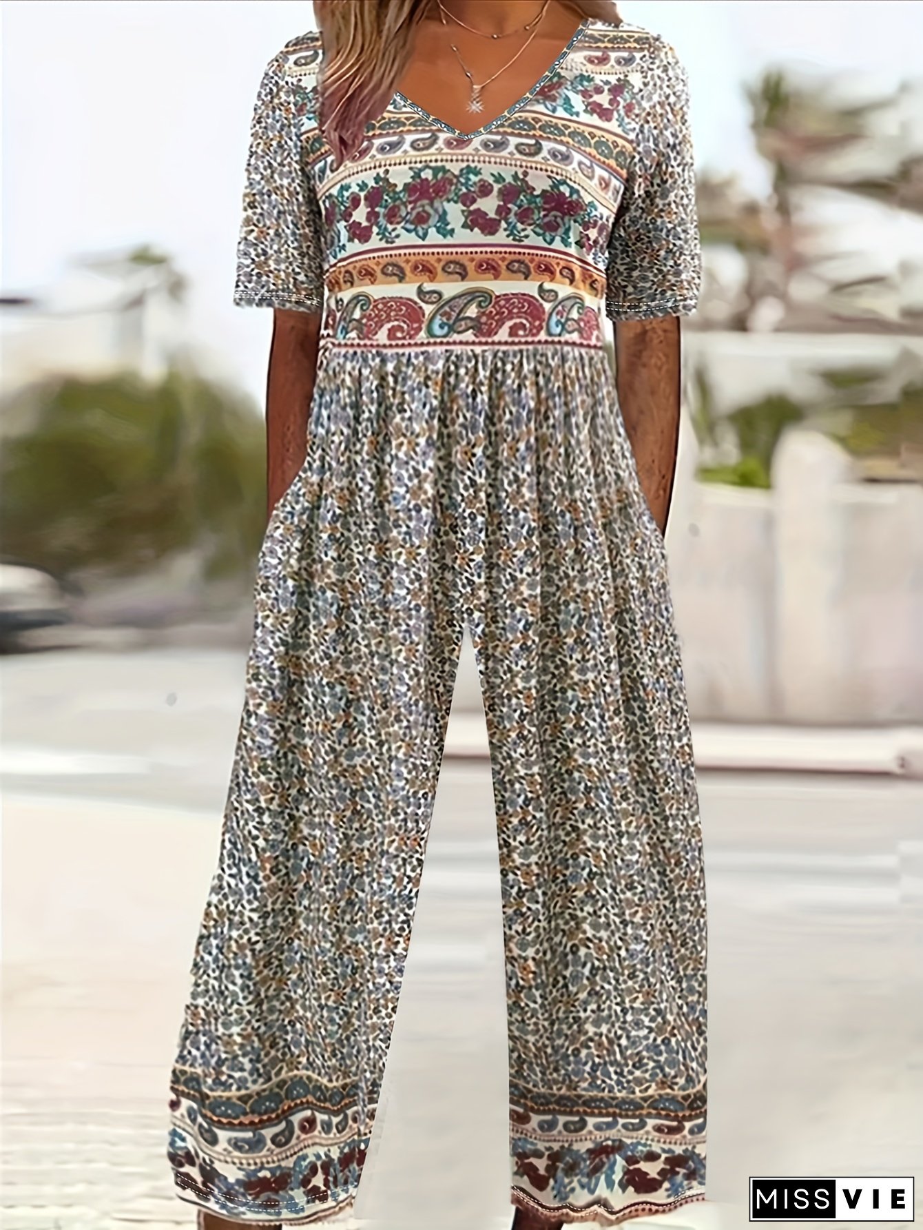 Summer Women's Casual Floral Print Versatile Dress Pants