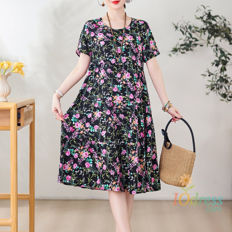 IO Dress New Dress Women Summer Sundress 2024 Casual short sleeve dress Vestidos Female O-Neck Robe Oversized Bohemian dresses