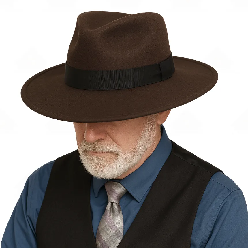 Home Prefer Mens Wool Fedora Hat with Band Classic Wide Brim Fedora Hat for Men Women Panama Dress Hat