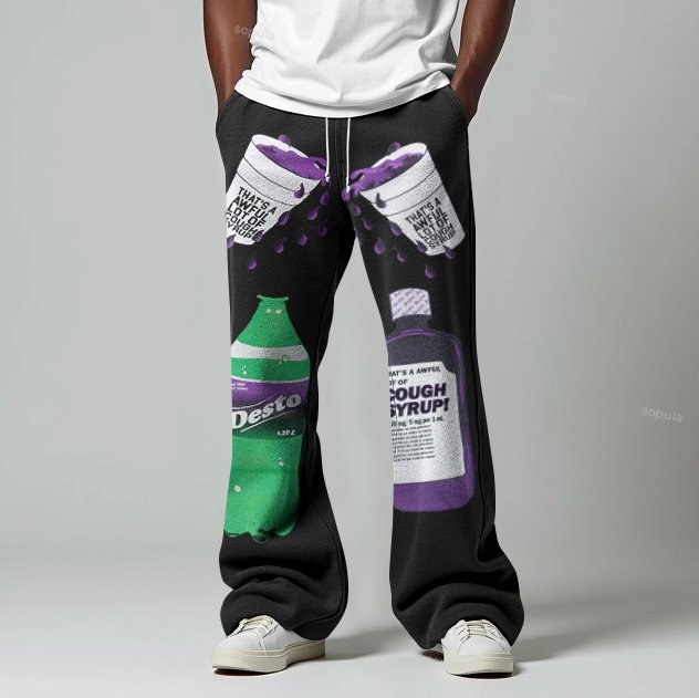 That's A Awful Lot Of Cough Syrup Po Up Trendy Graphic Flared Sweatpants