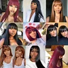 Black Long Straight Wig With Bang