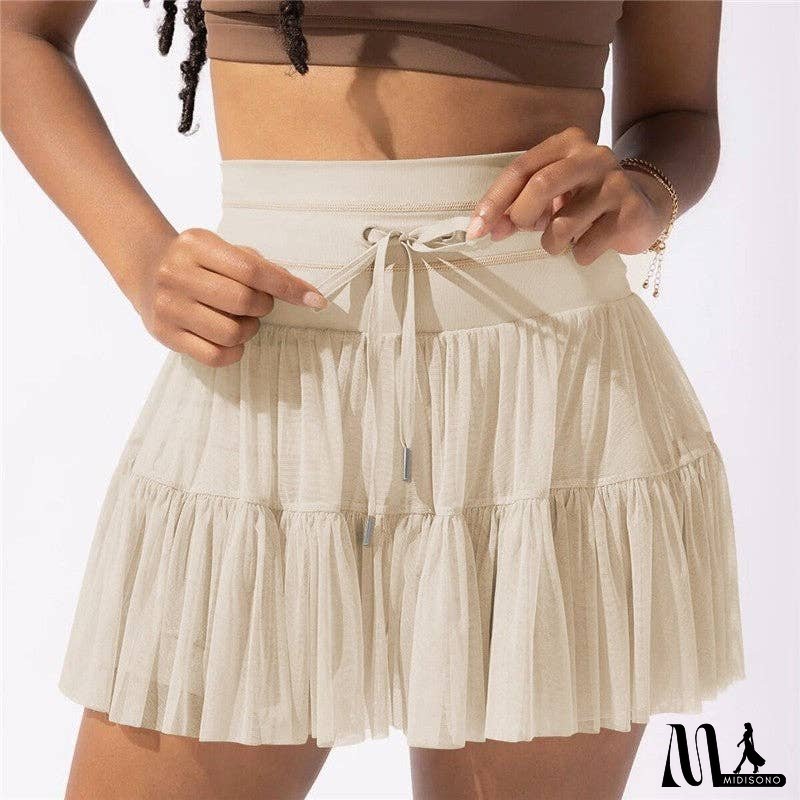 High Waist Belted Anti-Light Leakage Pleated Mini Skirt