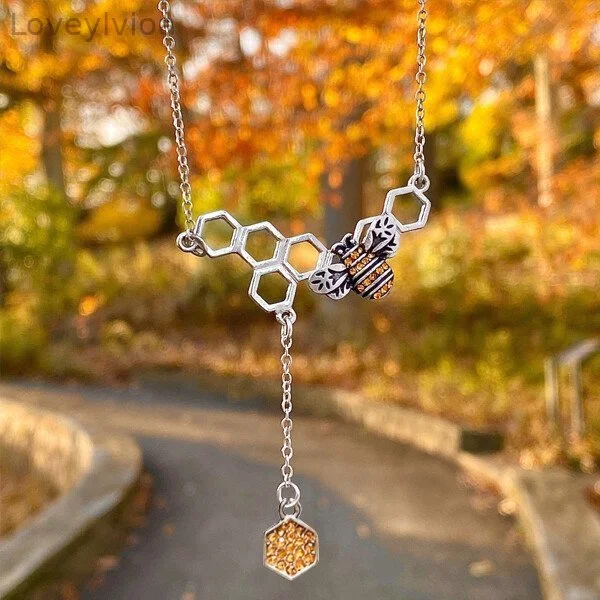 Bee Honeycomb Pendant Necklace