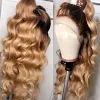 Hightlight Black Gradient Gold Long Hair Body Wave Wig