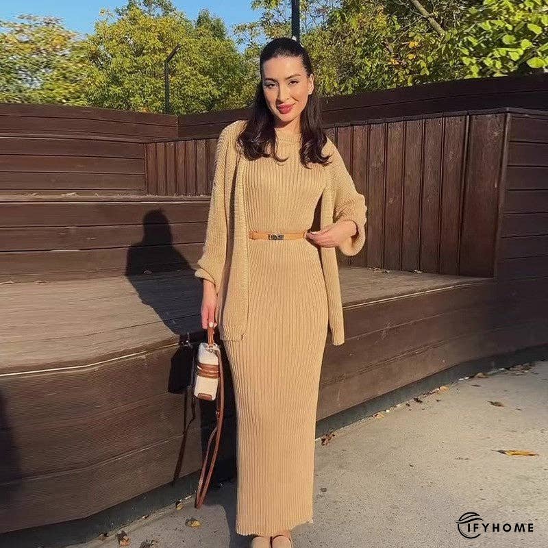 Chic Knit Sweater Dress Set For Fashionistas | IFYHOME