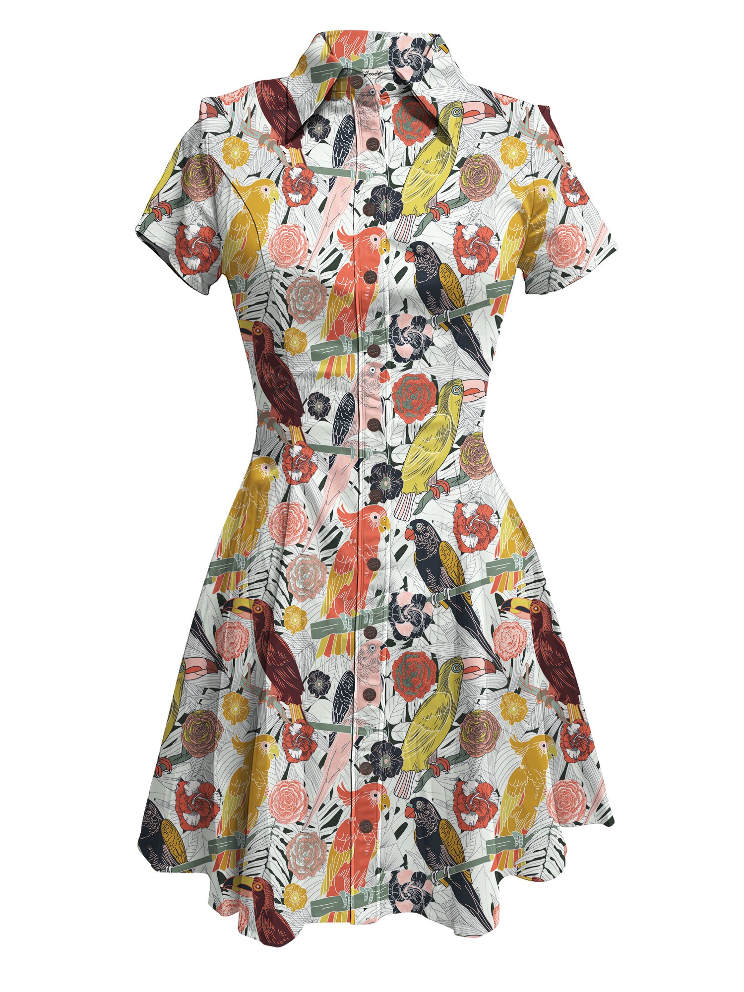 【Aqua Bubble Designs X Boozelele】Tropical Birds - 100% Cotton Dress