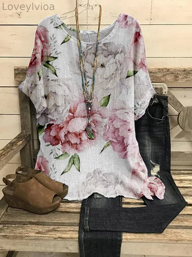 Women's Watercolor Flowers Casual Top
