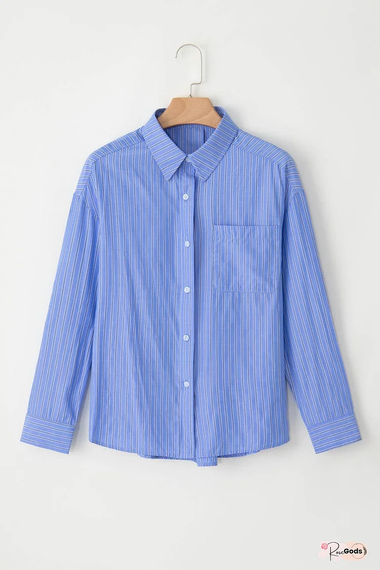Stripe Button Up Oversized Casual Shirt