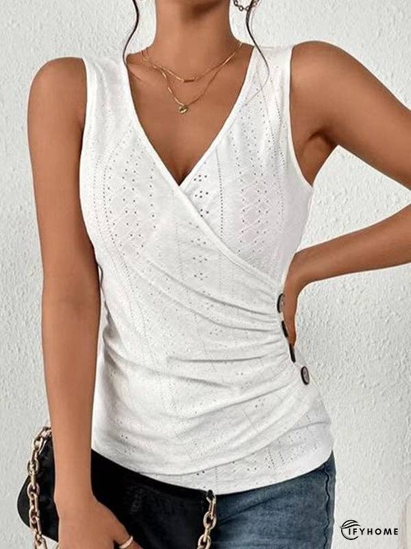 Skinny Sleeveless Solid Color Deep V-Neck Vest Top | IFYHOME