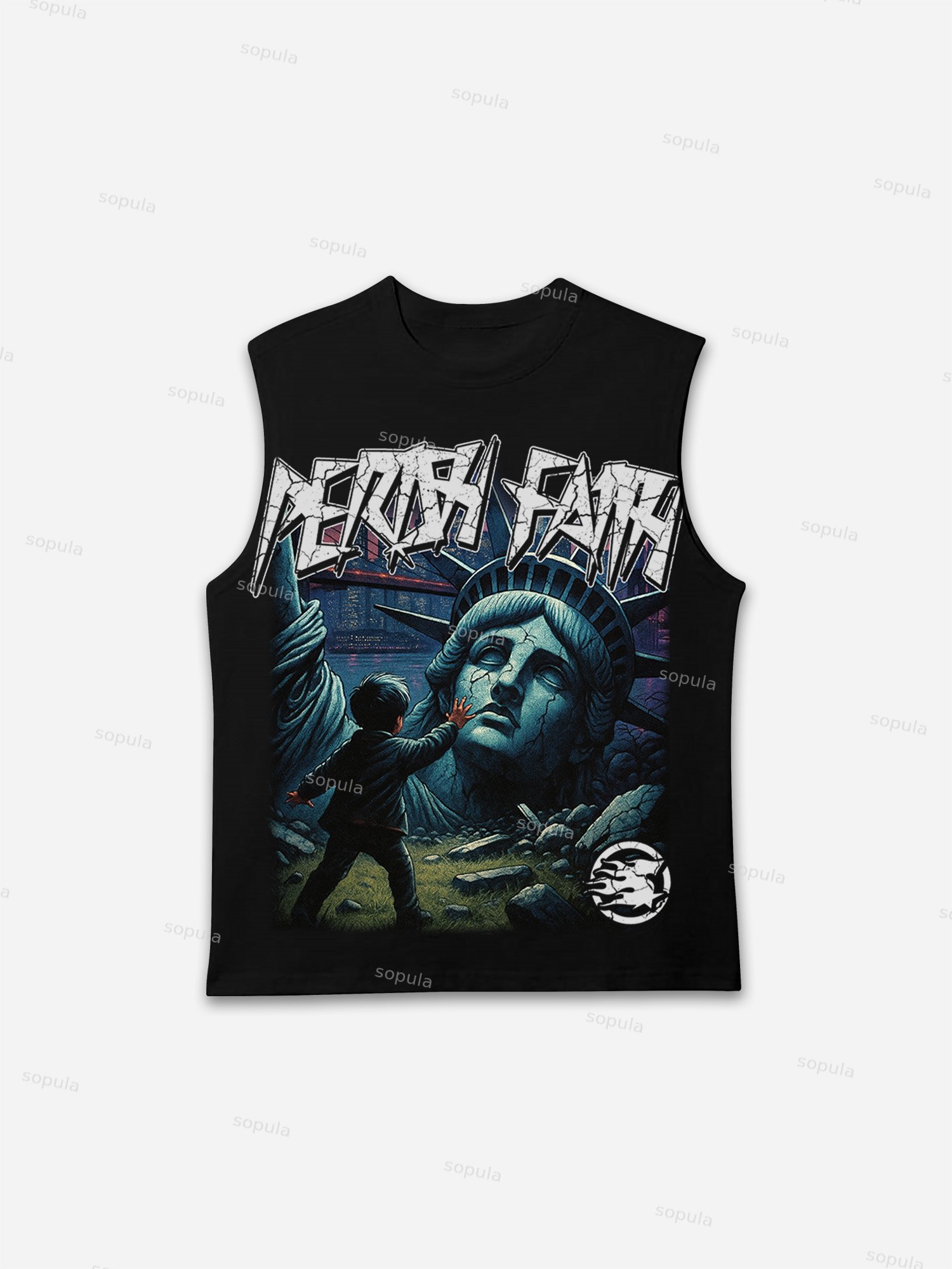 Fall Of Faith Lady Liberty Retro Graphic Tank Top