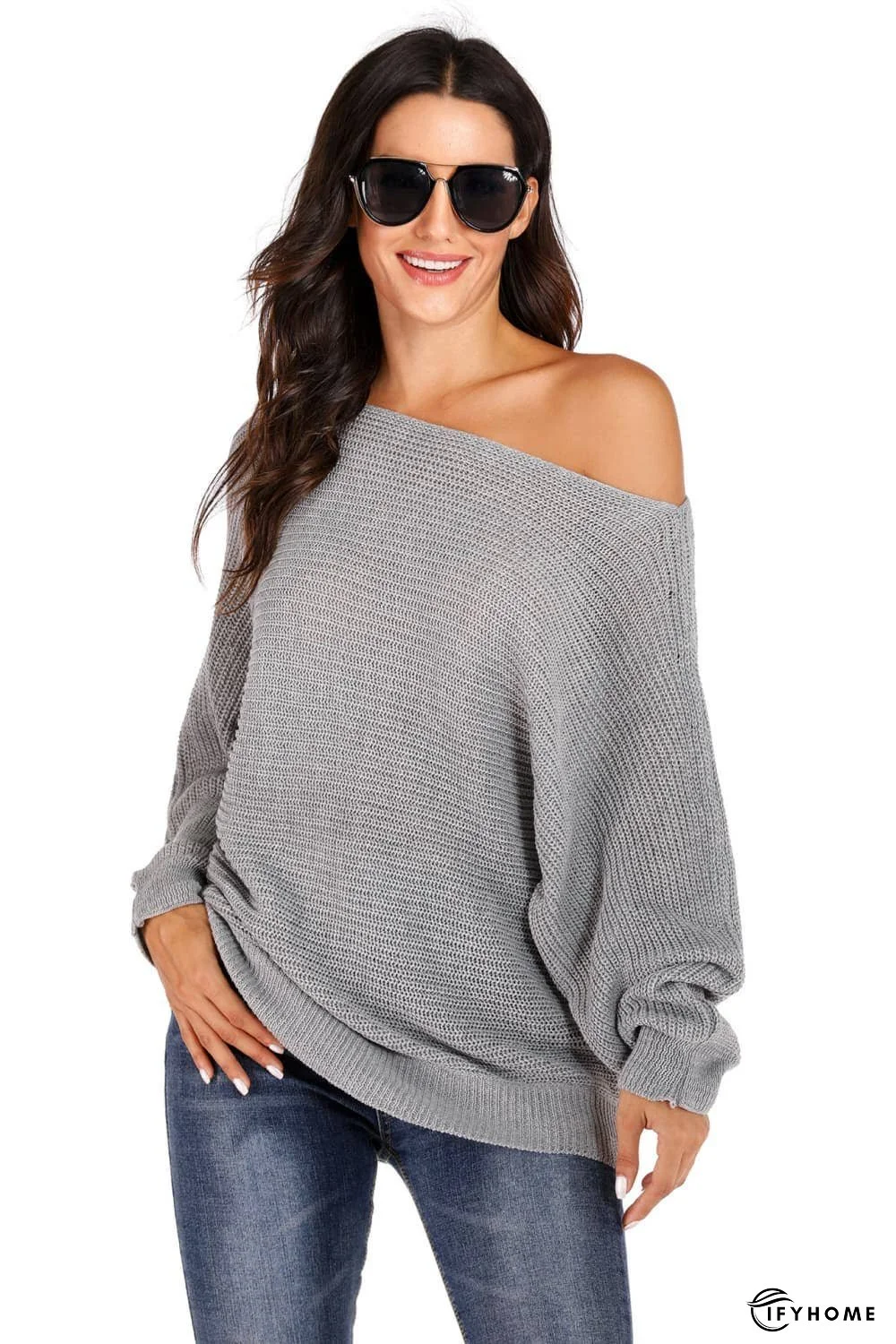 One Shoulder Dolman Sleeve Sweater | IFYHOME