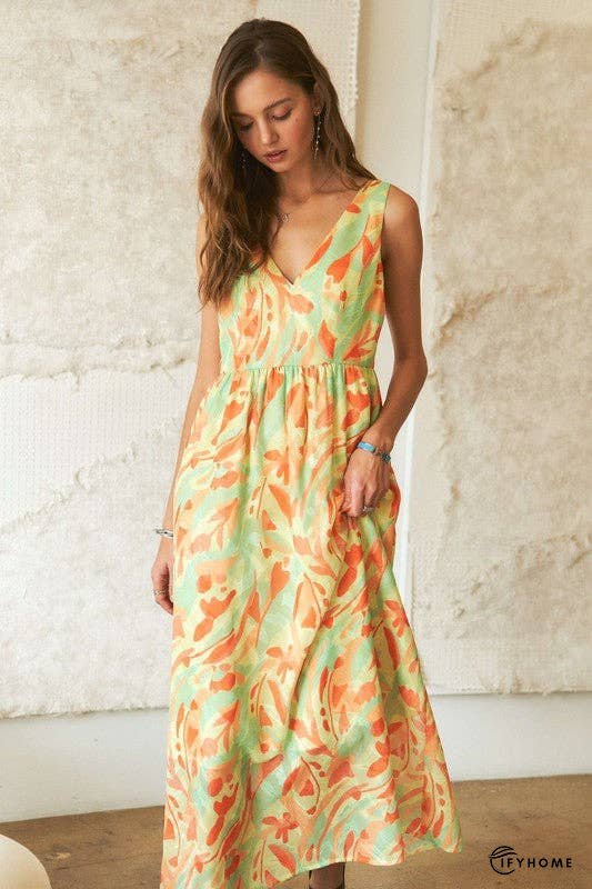 ADORA Abstract Floral V-Neck Maxi Dress | IFYHOME