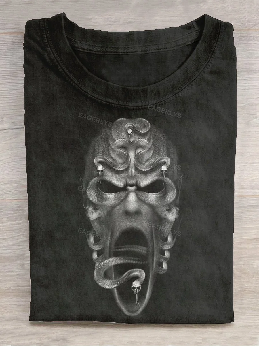 Eagerlys Unisex Snake Art Print Round Neck Casual T-Shirt Eagerlys