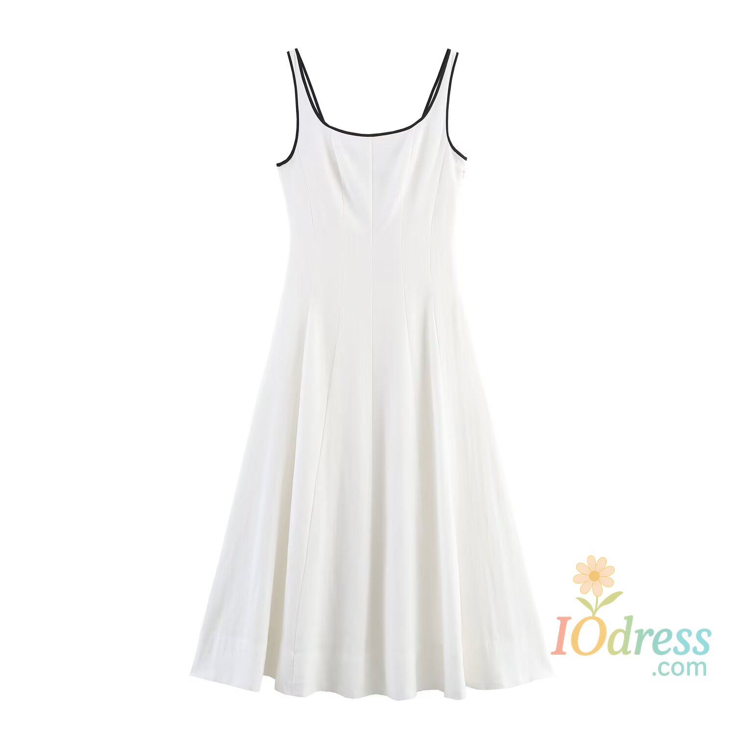 IO Dress UNIZERA Contrast Edge Midi Dress 2025 Summer New Arrivals Women's Casual Loose Suspender Dress